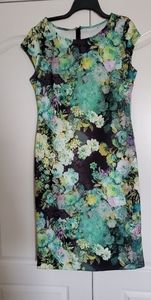New York and Co. Black and Green Floral Dress